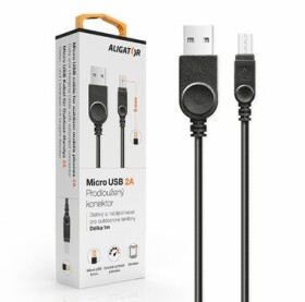 Aligator Dátový kábel micro USB 2A 1m čierna / predĺžený konektor 9mm (DAKAMUOUT)