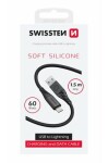 Swissten SOFT SILICONE dátový kábel USB-A - Lightning 1.5m čierna / 60W / 3A / 1x USB-A(M) / 1x Lightning(M) (71533010)