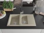 MEXEN/S MEXEN/S - Gaspar granitový drez 1.5 s odkvapkávačom vrátane batérie Flora, béžová 6507-69-670401-07