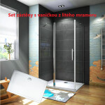H K - Obdĺžnikový sprchovací kút MELODY B5 80x90 cm s jednokrídlovými dverami s pevnou stenou vrátane sprchovej vaničky z liateho mramoru SE-MELODYB58090/THOR-9080