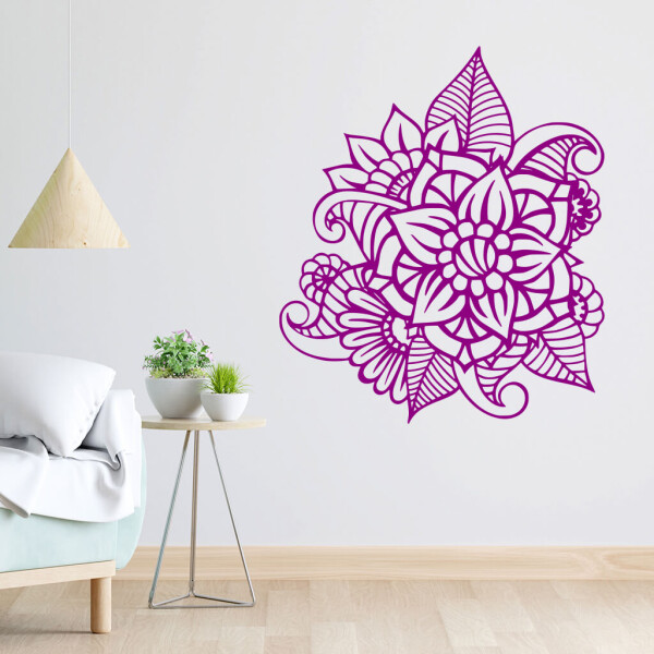 Veselá Stena Samolepka Kvetinový ornament Farba: fialová, Veľkosť: 40 x 34 cm