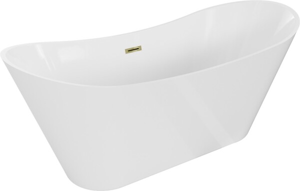 MEXEN/S - Celia vaňa voľne stojaca 170 x 75, biela, sifón a prepad zlatá 52331707500-50
