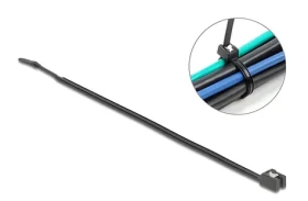 DeLock 200 x 4,8 mm čierne / Sťahovacie pásky so samorezom / 50 ks / -40 až 85 °C (19468)