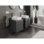 MEXEN/S - Rivel kúpeľňová skrinka pod umývadlo 50 cm s doskou, 2 zásuvky, reliéf, grafit mat 91A20-05047-2-BFFC66