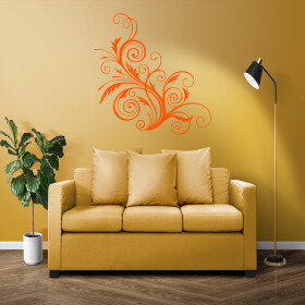 Veselá Stena Samolepka Ornament kvetina Farba: oranžová, Veľkosť: 80 x 84 cm