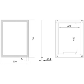SAPHO - GANO zrkadlo s LED osvetlením v ráme 60x80cm, čierna LG260