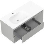 MEXEN/S - Orio kúpeľňová skrinka 100 cm s umývadlom Vela ľavá, 2S, 1D, sivá mat/biela mat 91A13-10047-3-BBFFF62-W23L01