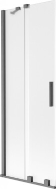 MEXEN/S - Velar dvojkrídlová posuvná vaňová zástena 75 x 150, dekor, grafit kartáčovaná 896-075-000-31-66