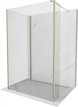 MEXEN/S - Kioto Sprchová zástena WALK-IN 125 x 85 x 40, transparent, zlatá 800-125-085-221-50-00-040