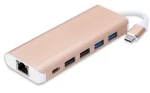 PremiumCord USB3.1 Gigabit RJ45 adaptér / húb 4x USB2.0 samica / 1x PD (8592220014094)