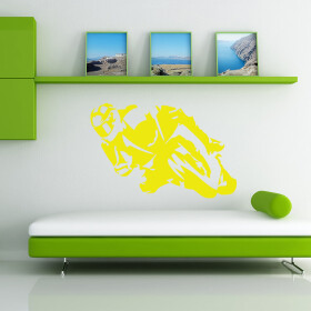 Veselá Stena Samolepka Motorkár Farba: žlutá, Veľkosť: 40 x 27 cm