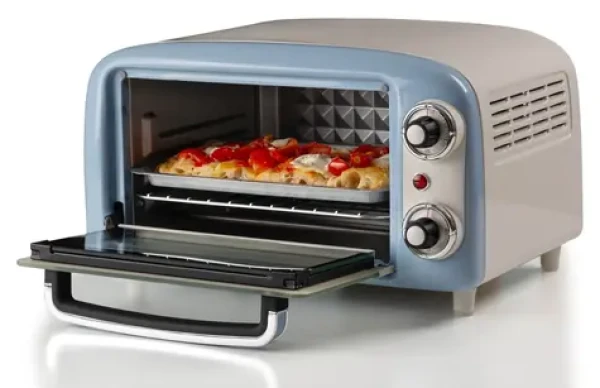 Ariete 3919BL Vintage svetlo modrá / Elektrická rúra / 800 W / 10 l / až 230 ° C / 60 min časovač / gril + plech (00C391905AR0)