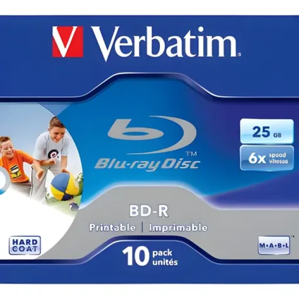 Verbatim BD- R 25 GB ScratchGuard PLUS Printable/Disk Blu-ray/Single Layer/6x/10 ks/jewel box (43713)