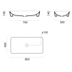 GSI - NUBES keramické umývadlo na dosku 80x40cm, biela ExtraGlaze 904011