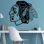 Veselá Stena Samolepka Hokejový tím Chicago Blackhawks Farba: šedá, Veľkosť: 100 x 87 cm