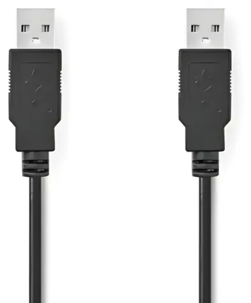 Nedis USB 2.0 kábel čierna / Kábel USB / USB-A - USB-A / 480 Mbps / 2 m (CCGB60000BK20)