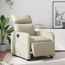 VidaXL vidaXL elektrickýfotel rozkładany, krémový, obity sztuczną skórą