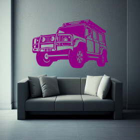 Veselá Stena Samolepka Auto Land Rover Defender Farba: fialová, Veľkosť: 80 x 52 cm