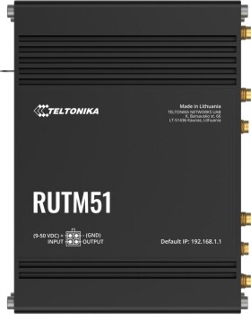 Teltonika Teltonika · Router· RUTM51· Industrial 5G - Router, Wi-Fi 5 (802.11ac), Dual-band (2.4 GHz / 5 GHz), Ethernet LAN, 5G, Black, Industrial router