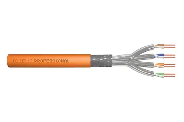 Digitus CAT 7 S/FTP oranžový / Instalační kabel / 1000 m / AWG 23/1 / LSZH / CPR Cca / 1200 MHz (DK-1744-VH-10)