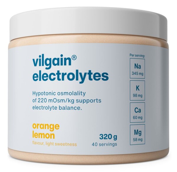 Vilgain Elektrolyty – 3× pomaranč & citrón bez stévie 320 g