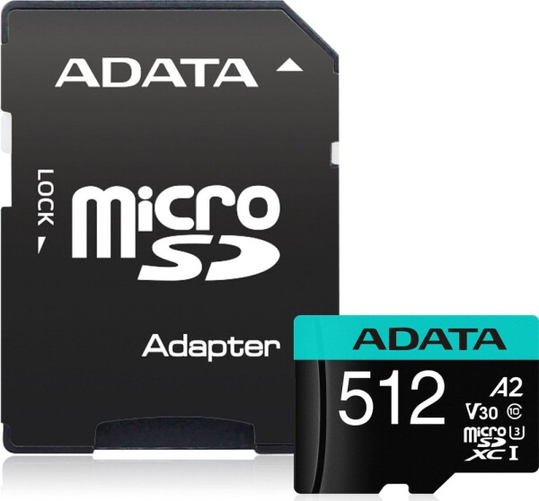 ADATA Premier Pro MicroSDXC 512 GB Class 10 UHS-I/U3 A2 V30 (AUSDX512GUI3V30SA2-RA1)