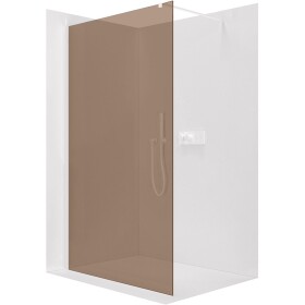 CERANO - Sprchová zástena Walk-in Onyx Cube Ľ/P - 8 mm - hranatá vzpera - biela matná, bronzové sklo - 130x200 CER-686593