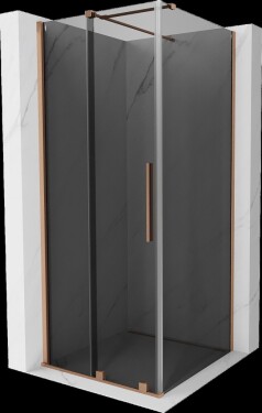 MEXEN/S - Velár sprchovací kút, posuvné dvere 100 x 100, grafit, meď kartáčovaná 871-100-100-41-65