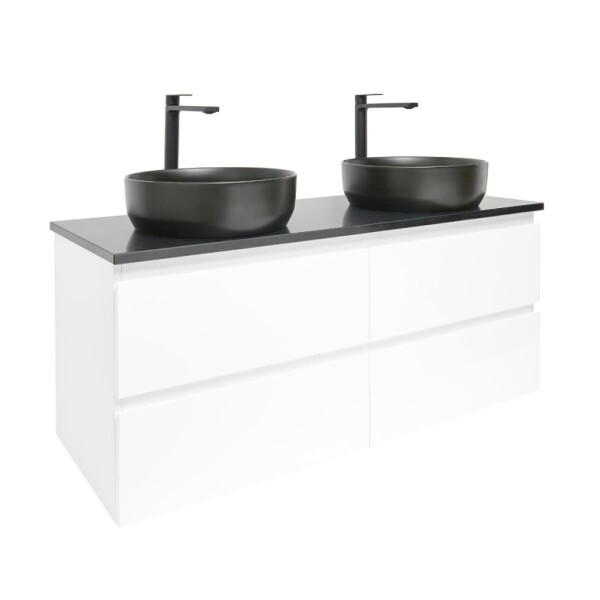 Kúpeľňová skrinka s umývadlom a technickým kameňom SAT B-Way 119x50x45 cm biela lesk BWAY2120WTKUB BWAY2120WTKUB