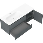 MEXEN/S - Rivel kúpeľňová skrinka 120 cm s umývadlom Vela ľavá, 2S, 1D, reliéf, grafit/biela mat 91A23-12047-3-BBFFF66-W23L01