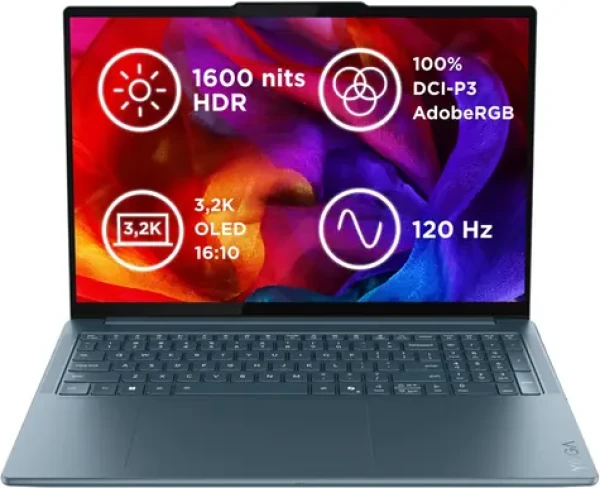 Lenovo Yoga Pro 9 16IAH10 modro-zelená / 16" 3.2KT / Intel Core Ultra 9 285H / 64GB / 2TB SSD / RTX 5070 8GB / W11H (83L0002TCK)