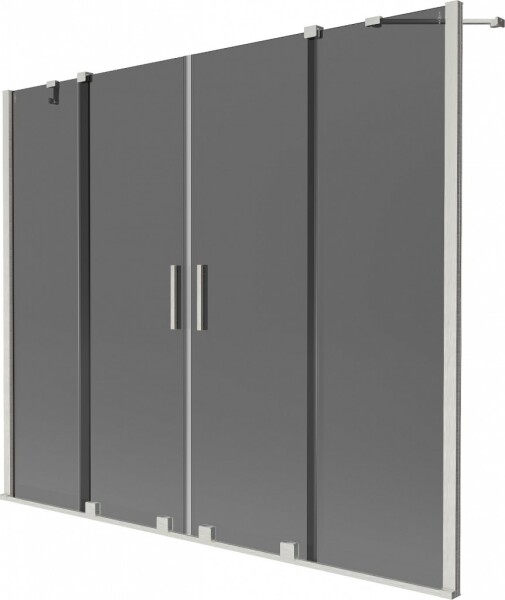MEXEN/S - Velar Duo dvojkrídlová posuvná vaňová zástena 190 x 150, grafit, nikel kartáčovaný 896-190-000-42-97