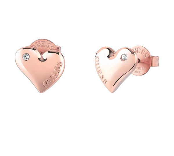 Guess Krásne bronzové náušnice kôstky Fluid Hearts JUBE02303JWRGT/U