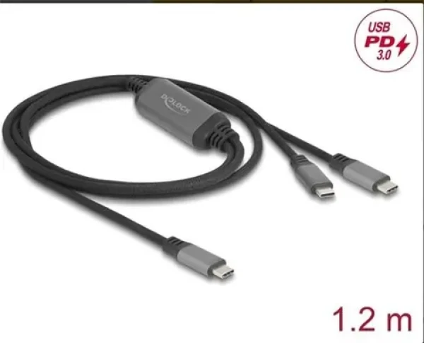 DeLock USB-C (M) - USB-C (M) / Kábel / Power Delivery 3.0 / 100 W / 20 V/5 A / 1,2 m (81271)