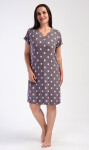 Dámska nočná košeľa s krátkym rukávom Polka dots hnědá XXL