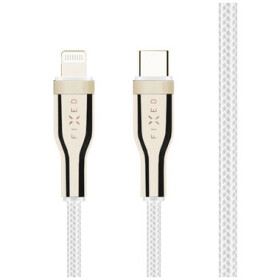 FIXED Dlhý nabíjací a dátový opletený kábel s konektormi USB-C/Lightning a podporou PD 2 m biela / MFI (FIXDB-CL2-WH)