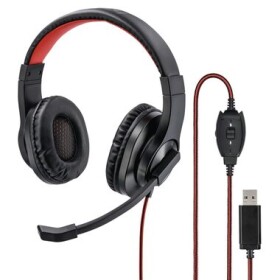 Hama PC Headset HS-USB400 stereo čierna / tlačidlo MUTE / ovládanie hlasitosti (139927)