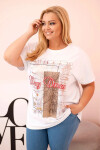Dámska bavlnená blúzka v nadmernej veľkosti s potlačou "Day Dream" White + Camel UNI