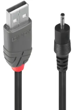 Lindy / Napájací kábel / USB-A na 2,5 mm / 1,5 m / USB 2.0 / 5 V / čierna (70265)
