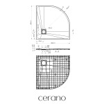 CERANO - Sprchová vanička štvrťkruhová Quarto - SMC/minerálny kompozit - štruktúrovaná čierna matná - 80x80x3 CER-414752