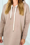 Dlhé šaty s kapucňou 9623 Tmavo béžová - K-Fashion UNI tmavě béžová