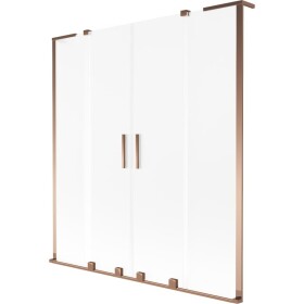 MEXEN/S - Velar L Duo dvojkrídlová posuvná vaňová zástena 150 x 150, dekor, ružové zlato 896-150-003-32-60