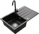 MEXEN/S MEXEN/S - Bruno granitový drez 1 s odkvapkávačom vrátane batérie Telma, čierna/zlatý 6513-75-670200-70