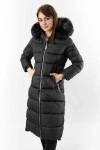 Čierna dlhá dámska zimná bunda s kapucňou (7688BIG) odstíny černé 54