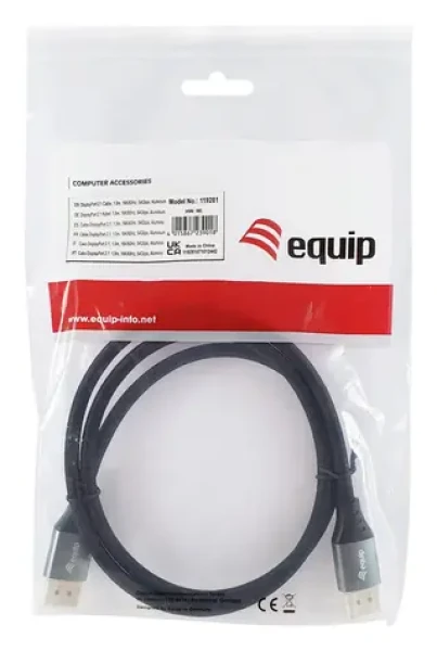 Equip DisplayPort 2.1 Premium 1 m čierna / DisplayPort kábel / 16K/60Hz / 54 Gbps / pozlátené konektory (119281)