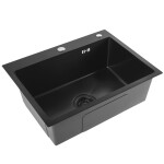 REA REA - Oceľový drez Liam Black s kuchynskou batériou KPL-96008