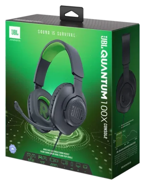 JBL Quantum 100X Console zelená / Slúchadlá / Herné / Cez hlavu / Drôtová