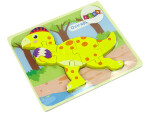 Mamido Drevené puzzle dinosaurus Stegosaurus žltá Oviraptor žltá