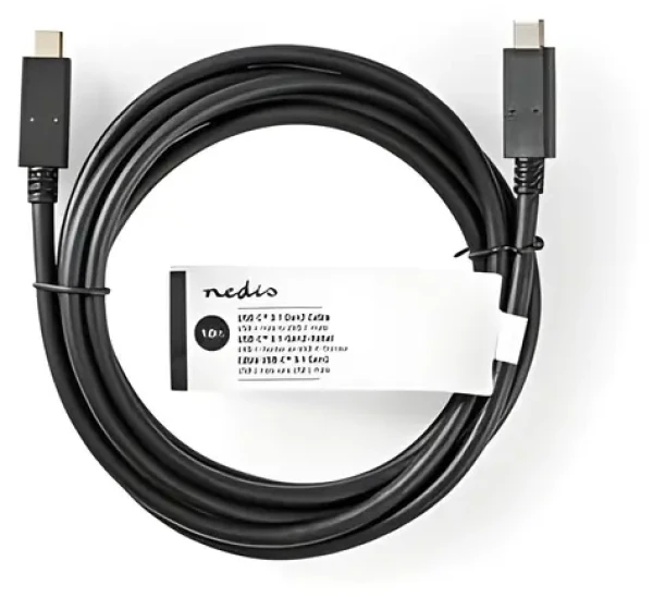 Nedis USB-C - USB-C čierna / Dátový kábel / USB 3.2 Gen 2 / 10 Gbps / 15 W / 1 m (CCGT64750BK10)