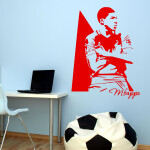 Veselá Stena Samolepka Kylian Mbappé Farba: modrá, Veľkosť: 40 x 30 cm